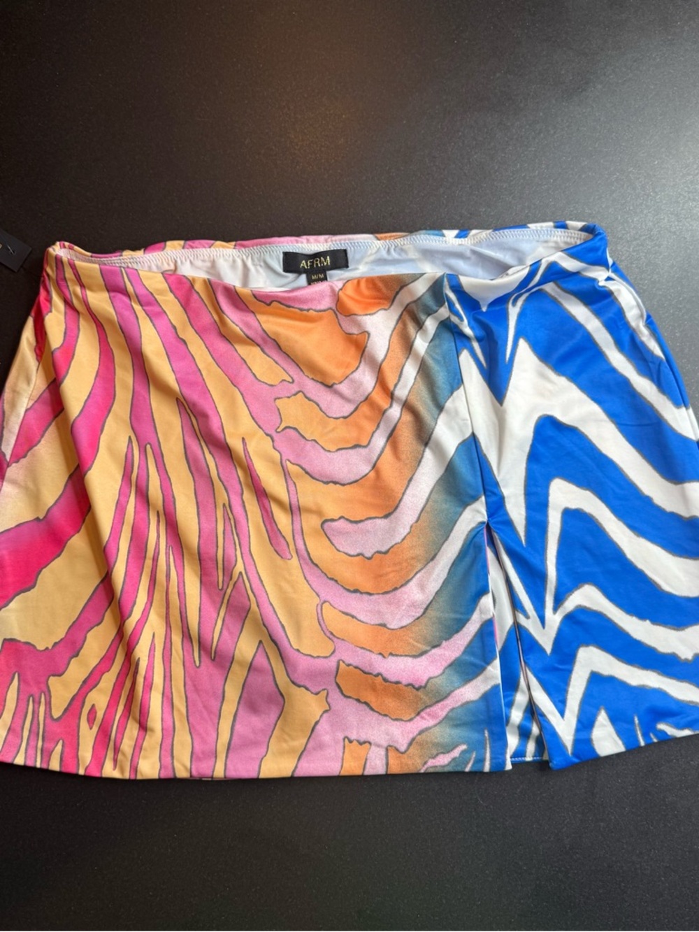 NWOT AFRM Moly Slit Hem Mini Skirt Multicolor Abstract Print Vacation Mediuml